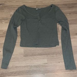 H&M fitted basic green long sleeve, size small